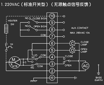 220VAC標(biāo)準(zhǔn)開關(guān)型<a href='http://www.tangguohezi.cn/Product/diefa/diandongdiefa/' target='_blank'>電動<a href='http://www.tangguohezi.cn/Product/diefa/' target='_blank'>蝶閥</a></a>接線圖